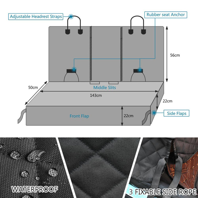 Dog Carrier Dog Car Seat Cover Waterproof Car Rear Back Mat Pet Travel Cat Dogs Cushion Protector With Middle Seat Armrest-2